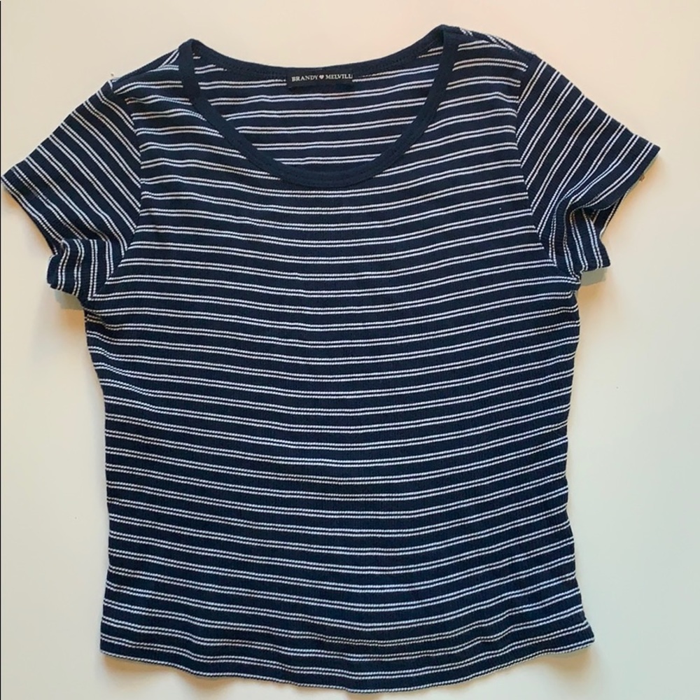 BRANDY MELVILLE BLUE AND WHITE STRIPED SHIRT